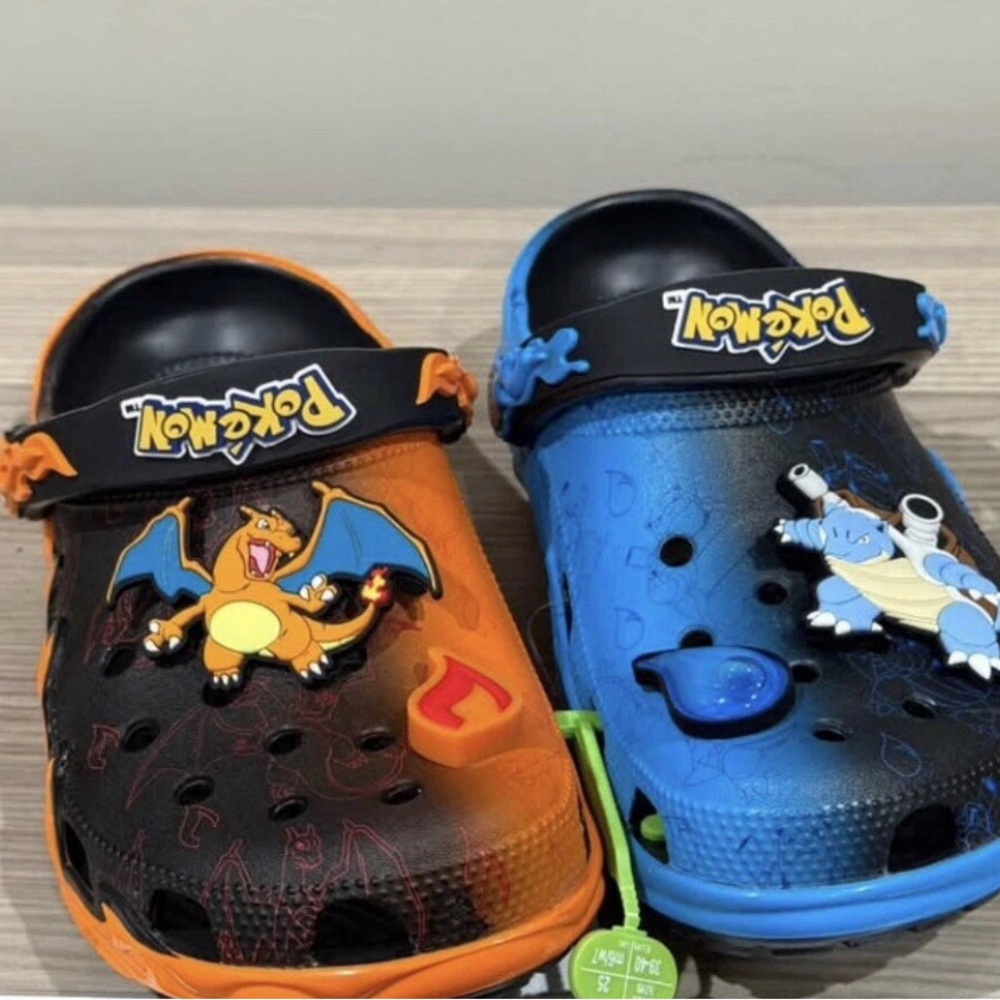 Pokemon Crocs Versus Clog Charizard Blastoise Sandals Blue Orange Mens